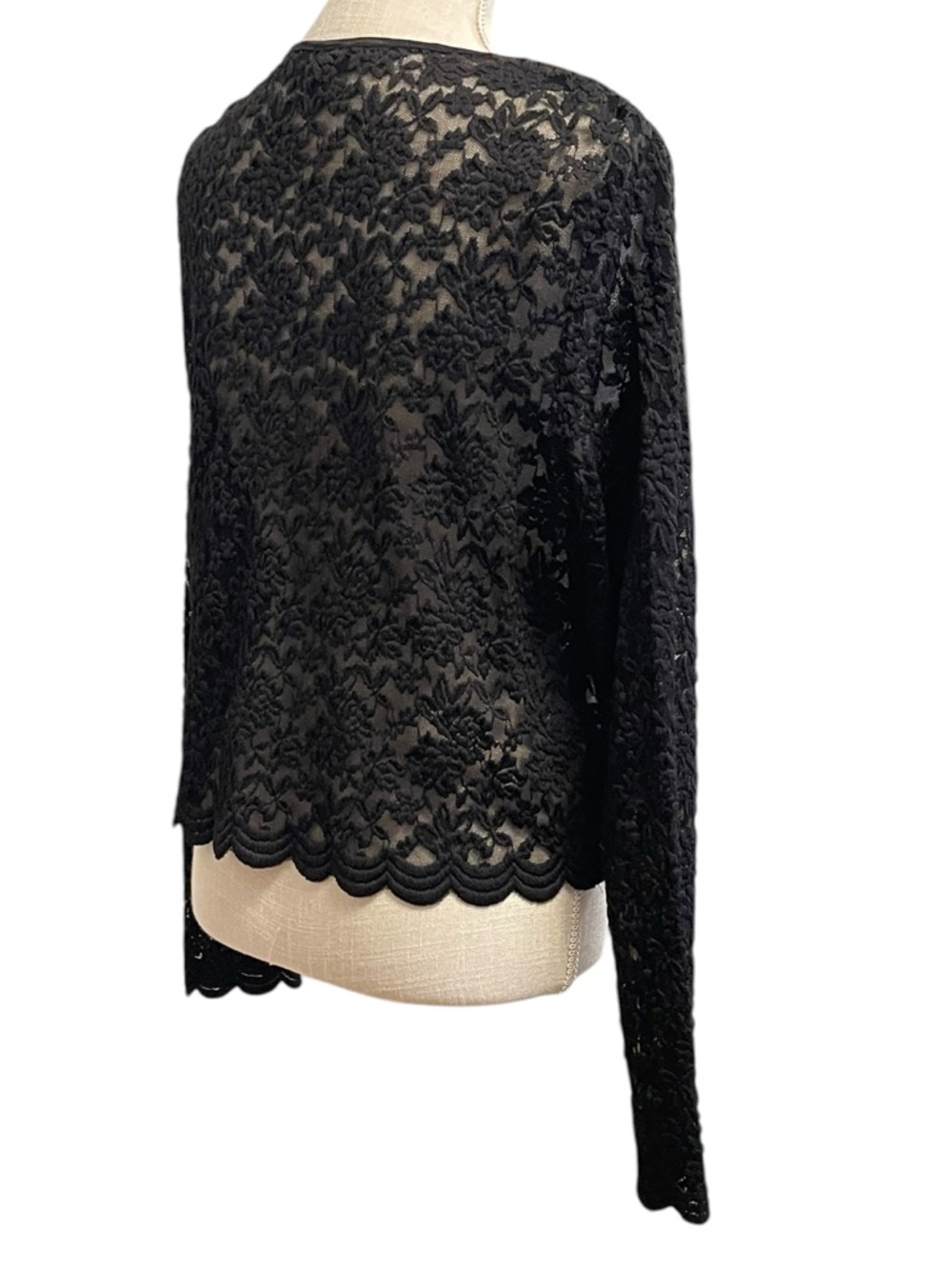 Vintage dressbarn Black Lace Cropped Open-Front Cardigan - Picture 4 of 7